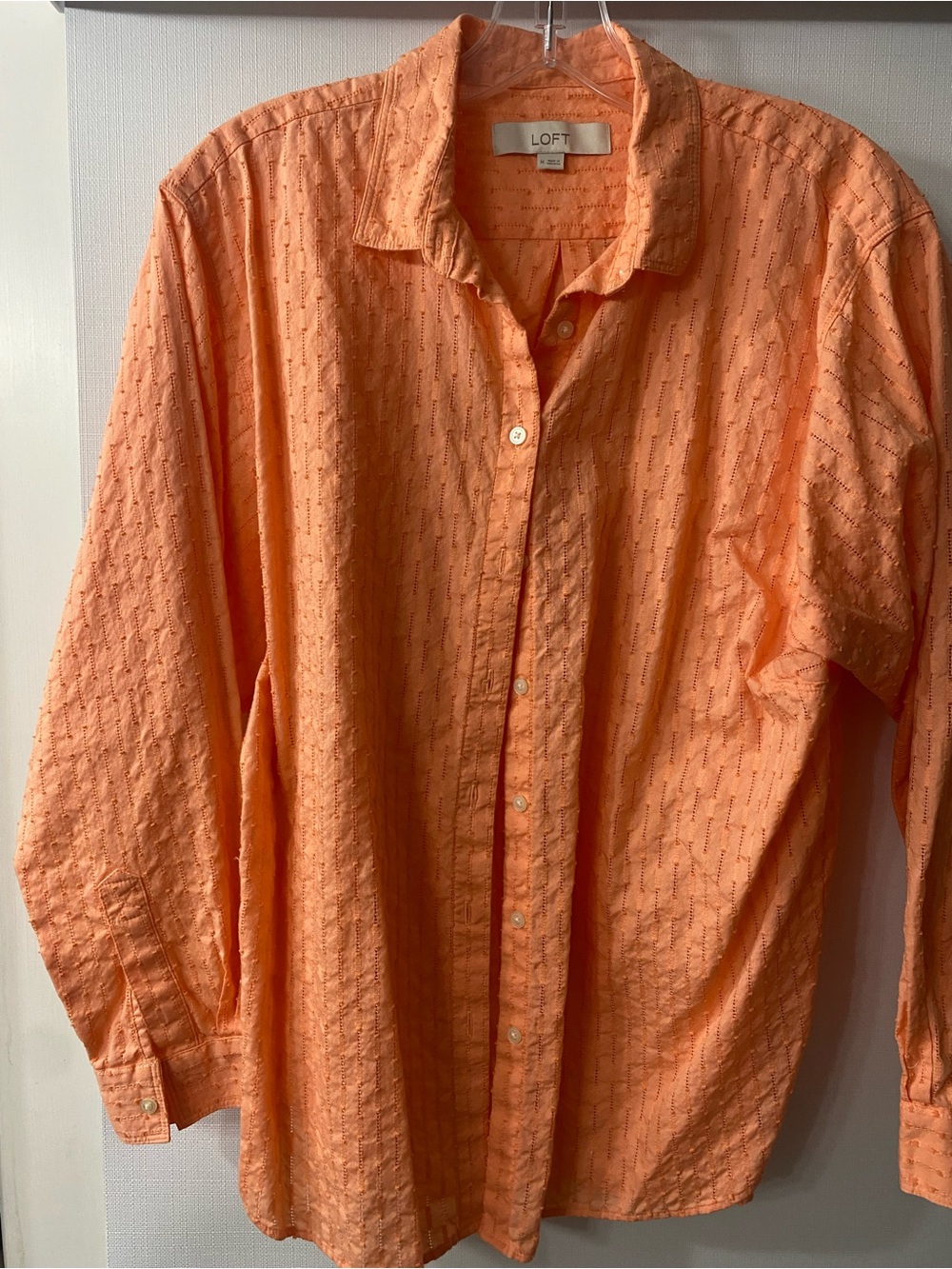 LOFT Men's Peach-Orange Lightweight Button-Front Shirt Jacket